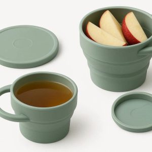 10 Foldable Silicone Snack Cup with Lid Multi Use for Food and Drinks