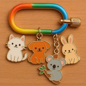 25 Decorative Enamel Carabiner Keychain with Cute Animal Designs