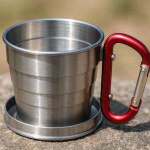 5 Collapsible Camping Cup with Carabiner Lightweight for Hiking Trips