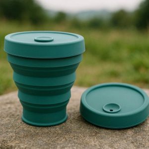 1 Collapsible Silicone Travel Cup with Lid Reusable for Outdoor Activities