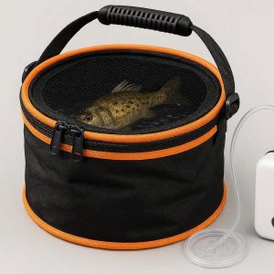 Collapsible Fishing Bucket with Aerator Portable for Live Fish Storage