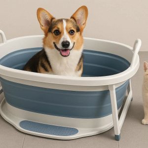 Collapsible Pet Bath Bucket with Non Slip Bottom for Dogs and Cats