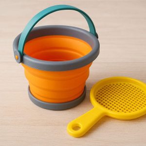 Foldable Beach Bucket with Sand Sifter for Kids and Family Fun