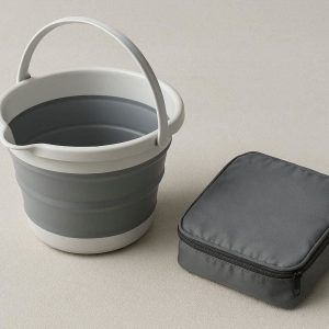 Foldable Multi Purpose Bucket with Storage Pouch for Travel and Home Use